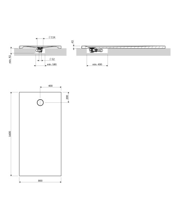 AQUAROCK kompozytowy brodzik prysznicowy antypoślizgowy, 80 x 160 cm, ash grey mat