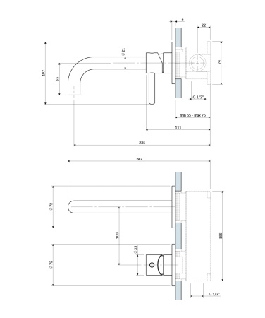 Y element natynkowy baterii umywalkowej podtynkowej, biały mat