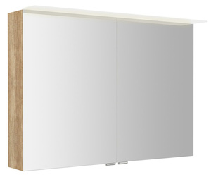 LINEX szafka z lustrem, oświetlenie LED, 100x70x15cm, dąb Alabama