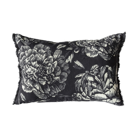 Vintage Floral Cushion Black 600x400mm