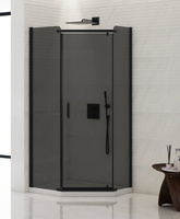 KABINA NEW KOMFORT BLACK PIĘCIOKĄTNA U 90x90x195 GRAFIT 8mm ACTIVE SHIELD