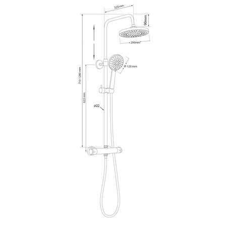 LIGA zestaw prysznicowy z baterią termostatyczną, chrom