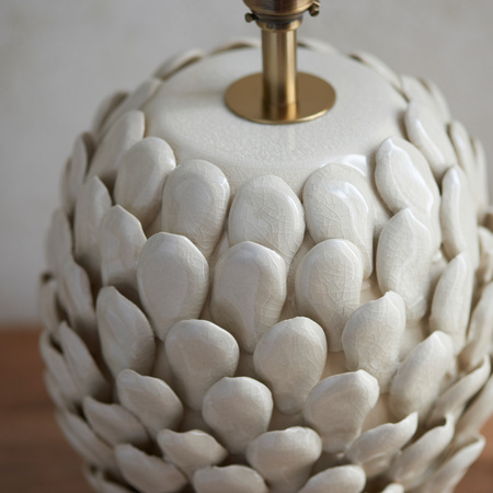 Layered Leaf Table Lamp Base Ivory Crackle Small