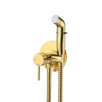 Bateria bidetowa podtynkowa z wężem i słuchawką typu bidetka, złota