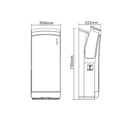V-JET INOX bezdotykowa suszarka do rąk, 220-240V, 1650W, 300x730x222mm, stal nierdzewna mat