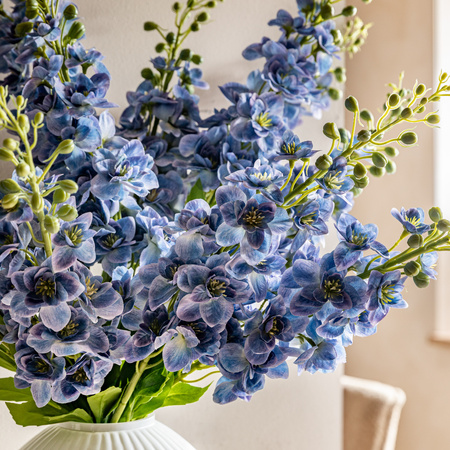 Vintage Hollyhock Floral Stem Tall Blue (12pk)