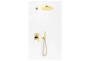 EXPERIENCE Gold Brushed zestaw prysznicowy z deszczownicą 25cm i słuchawką