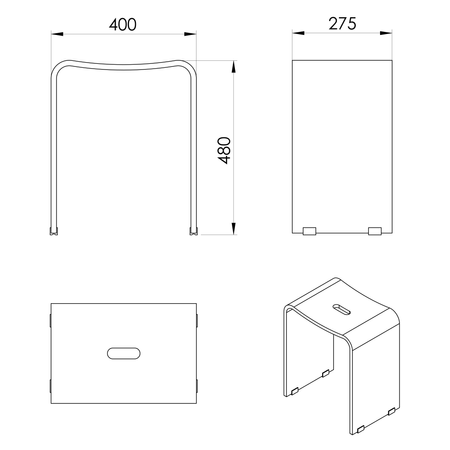 TRENDY taboret łazienkowy 40x48x27,5cm, biały