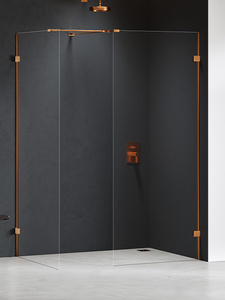 Kabina prysznicowa EVENTA COPPER BRUSHED WALK-IN U 120x80x200 szkło czyste 8mm Active Shield 2.0