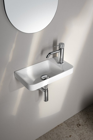 ZORBA umywalka kompozytowa 40x22cm, bateria po prawej stronie, biały