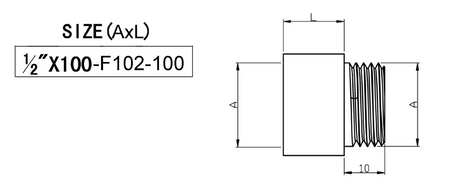 Przedłużka 1/2"x100mm, mosiądz