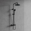 Y termostatyczny system prysznicowy natynkowy, czarny półmat