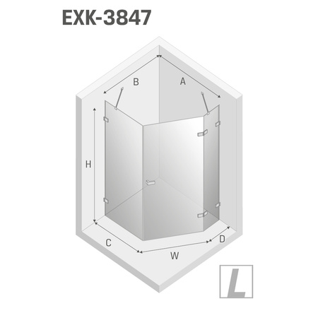 KABINA AVEXA GOLD SHINE PIĘCIOKĄTNA P 100x80x200 CZYSTE 6mm ACTIVE SHIELD