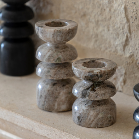 Azuaga Marble Candlestick Sandstone S/2 100/150mm