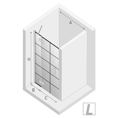 DRZWI WNĘKOWE NEW RENOMA BLACK  L 100x195 KRATKA - CZYSTE 6mm ACTIVE SHIELD