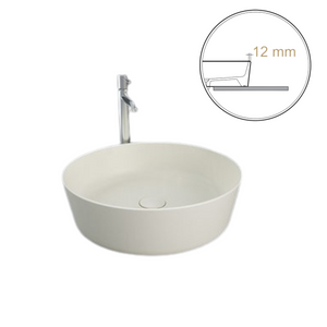 FEELING Umywalka nablatowa okrągła 42 cm beż mat (505) (Wycofywana, starsza wersja rant 12mm)