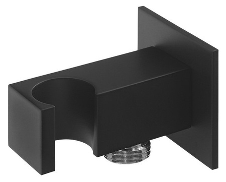 Przyłącze kątowe z uchwytem prysznica, czarny mat