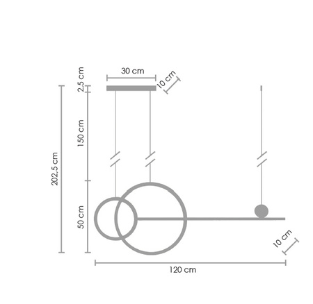 Lampa wisząca NEW AGE LED 120 cm - oprawa sufitowa czarna