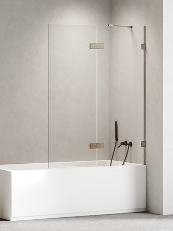 Parawan wannowy OXIA GUNMETAL BRUSHED składany 1D L 100x150 szkło czyste 8mm Active Shield 2.0