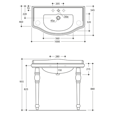RETRO umywalka ceramiczna 100x54,5cm, czarny mat