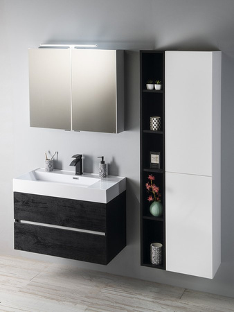 RIWA szafka z lustrem, oświetlenie LED, 81x70x17cm, sosna rustykalna