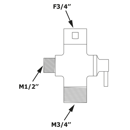 Przełącznik kolumny prysznicowej F3/4"-M1/2 »xM3/4«, chrom