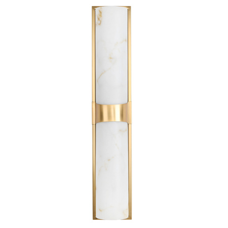 Lampa ścienna MURO LED 66 cm - biały alabaster, złote detale