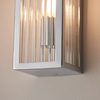 Newham Bathroom 2 Wall Light Chrome/Clear Ribbed