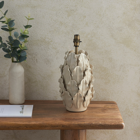 Layered Leaf Table Lamp Base Ivory Crackle Large