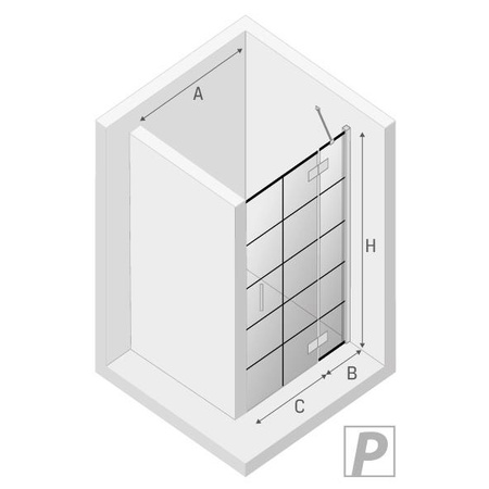 DRZWI WNĘKOWE NEW RENOMA BLACK  P 120x195 KRATKA - CZYSTE 6mm ACTIVE SHIELD