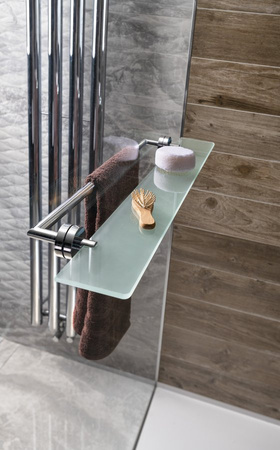 X-ROUND półka z wieszakiem na ręczniki do kabin ARCHITEX, chrom