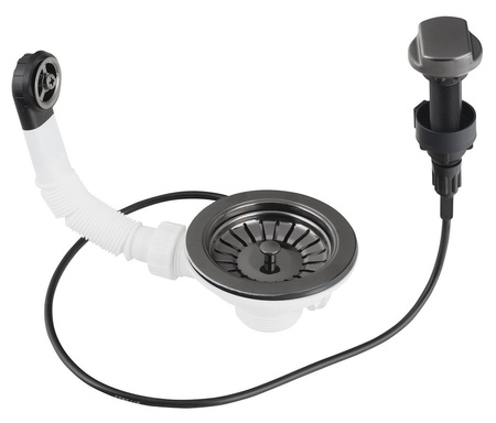 Spustowe stal nierdzewna zlewozmywakowe 6/4" z przelewem i regulacją, gun metal