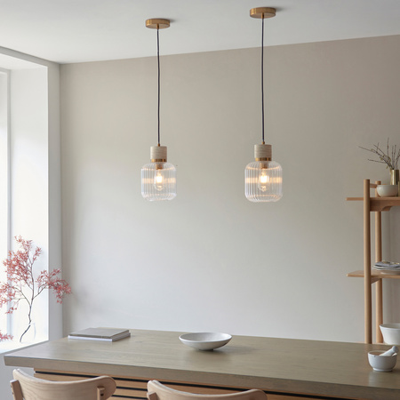 Travi Ribbed 1 Pendant Light Natural Travertine