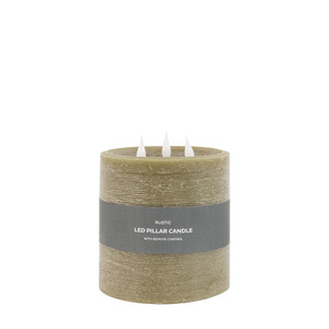 LED 3 Wick Candle Olive 150x150x150mm