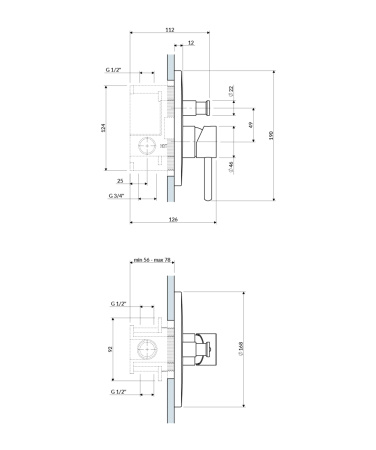 Y element natynkowy baterii prysznicowo-wannowej podtynkowej, biały mat