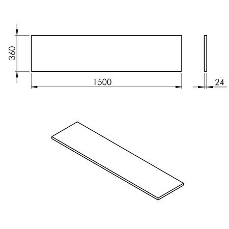 PLATO blat Rockstone 1500x24x360mm, biały mat