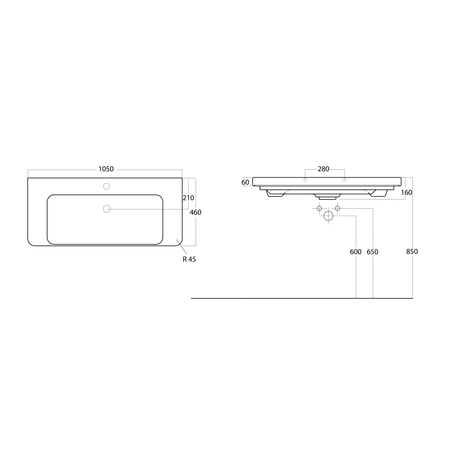 THALIE 105 umywalka meblowa 105x46cm, biała