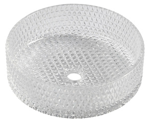 MARAGUA grawerowana szklana umywalka nablatowa średnica 39,5cm, czysty