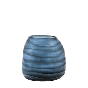 Sintra Handblown Carved Glass Vase Ink 240mm