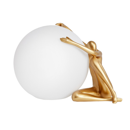 Lampa stołowa WOMAN-1 ,47 cm -złota figura, biały klosz