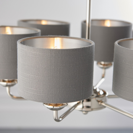 Highclere 6 Pendant Lght Nckel & Chrcoal 300-900mm