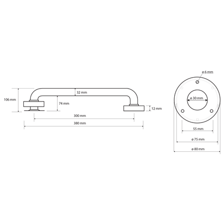 HANDICAP poręcz 300mm, czarny