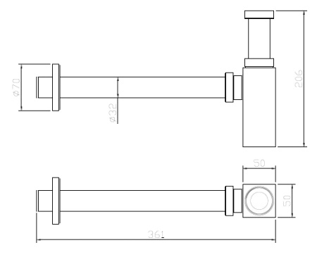 Syfon umywalkowy butelkowy, gun metal