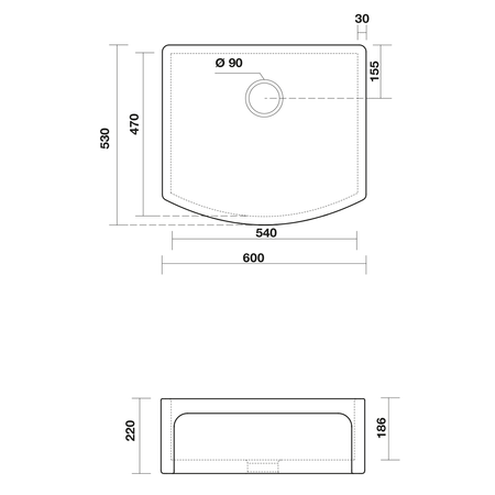 DEVON zlewozmywak ceramiczny 60x53cm, biały