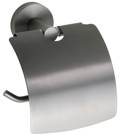 X-ROUND GUN METAL wieszak na papier toaletowy, z klapką, gun metal