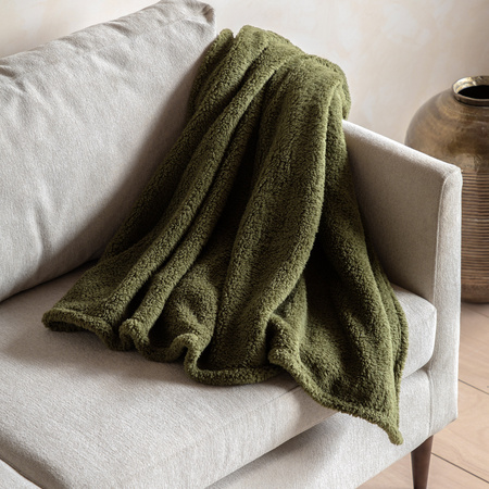 Teddy Fleece Throw Olive 1300x1800mm