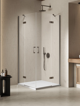 Kabina NESTA GUNMETAL BRUSHED 2D prostokątna 100x80x200 czyste 6mm Active Shield 2.0