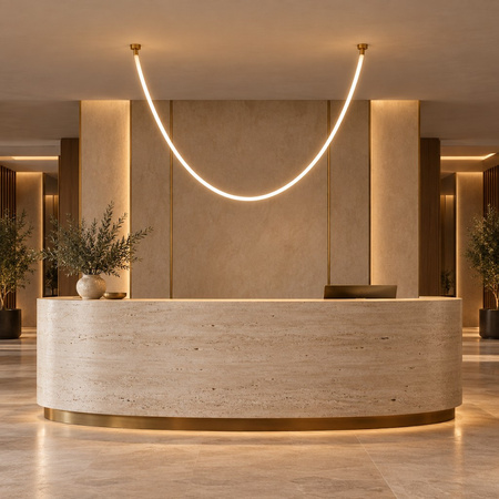 Lampa wisząca SNAKE LED 300 cm - elastyczny przewód LED, 3000K, złote uchwyty
