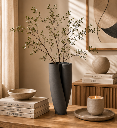 Wazon dekoracyjny BIZZOTTO MAELI GREY H33,5 – szara ceramika 3D