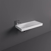 REMAL Umywalka podwieszana & nablatowa 101 x 46 cm R blat z prawej strony z otworem na baterię Biały połysk